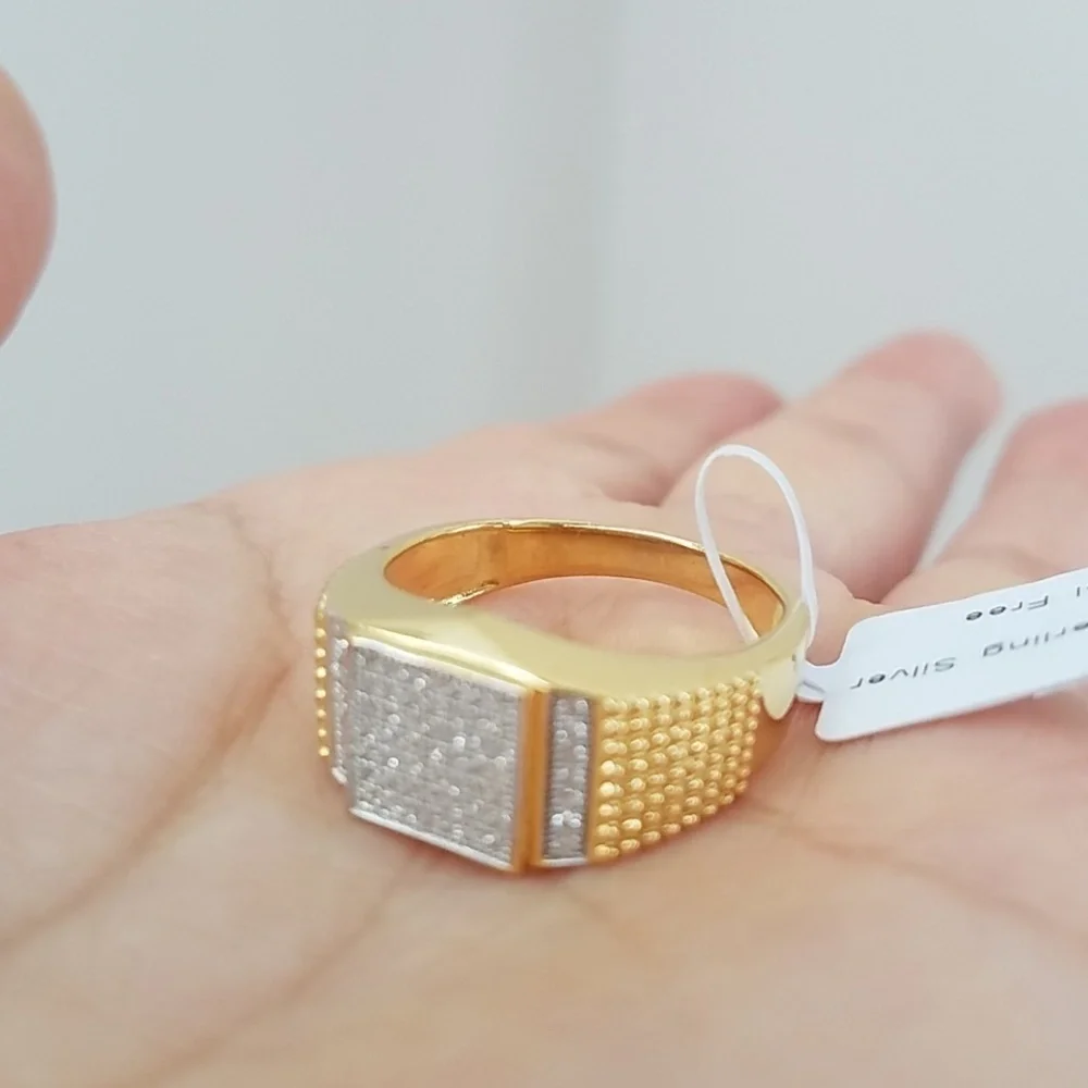 Gold plated men Wedding Band Ring
